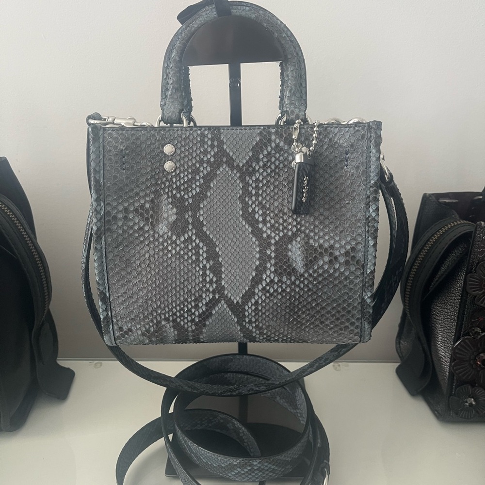 Coach Rogue 20 Navy Python Handbag - image 1